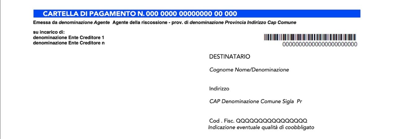 Cartella di pagamento dell’Agenzia delle Entrate-Riscossione con i termini per il ricorso